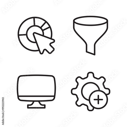 Business process and sales funnel icon set