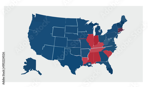 USA political map with state short names vector