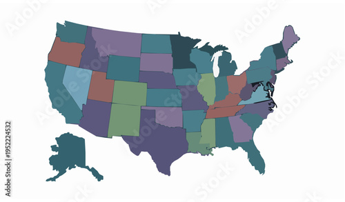 United States map with state abbreviations vector