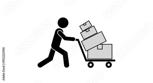 Person pushing a trolley full of boxes.