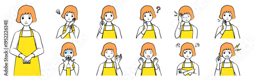 いろいろな表情の女性のバストアップバリエーションセット