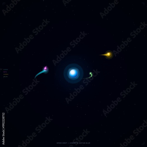 Futuristic Speed Orbit Planet Animation With Motion Blur And HUD Interface
