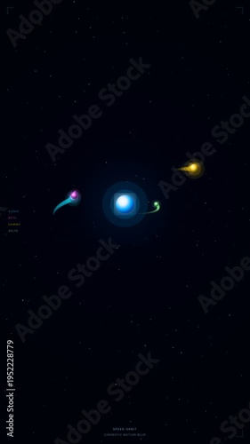 Futuristic Speed Orbit Planet Animation With Motion Blur And HUD Interface