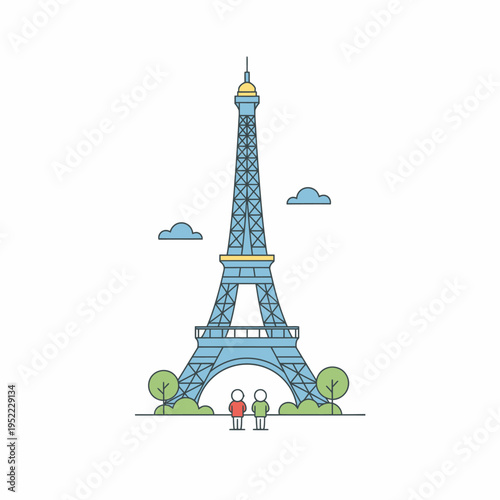 Eiffel Tower Landmark Illustration.