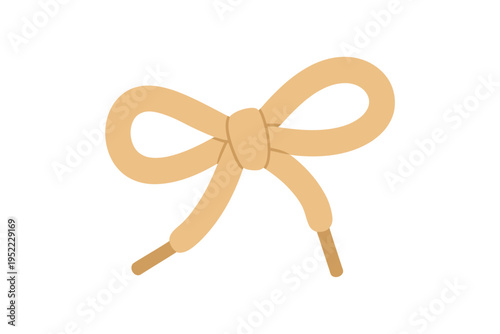 A simple illustration of a tied shoelace bow in a pale yellow hue