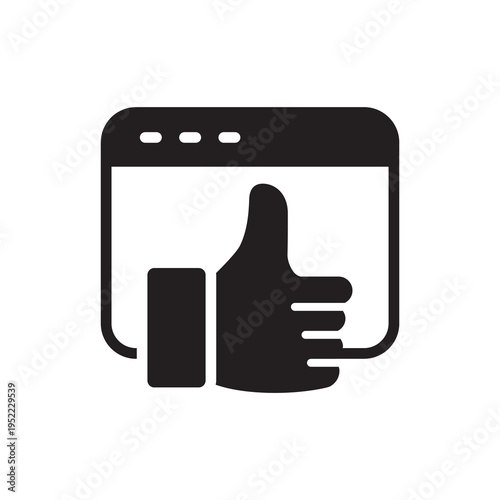 Website approval and browser feedback with thumb up icon