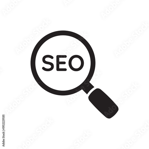 SEO search engine optimization with magnifying glass icon