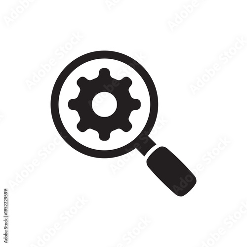 Technical SEO audit with gear and magnifying glass icon