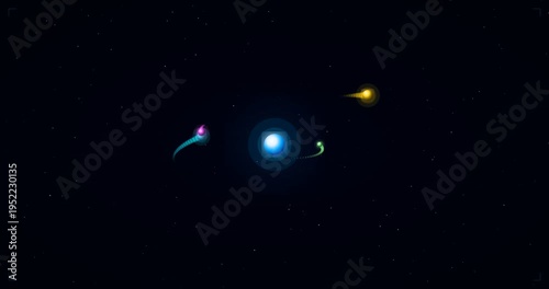 Futuristic Speed Orbit Planet Animation With Motion Blur And HUD Interface