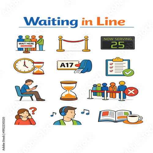Waiting in Line, People Queuing for Services, Events, and Daily Activities