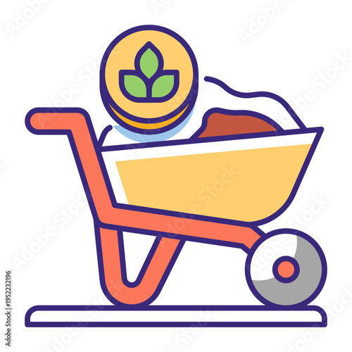 This Wheelbarrow icon is suitable for gardening, etc