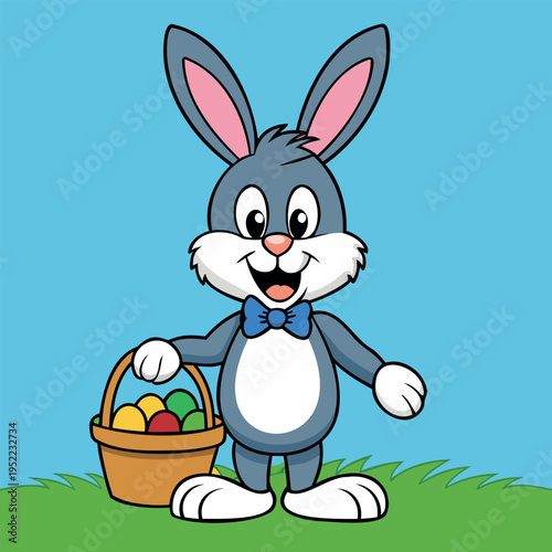 Easter Bunny with Basket of Eggs