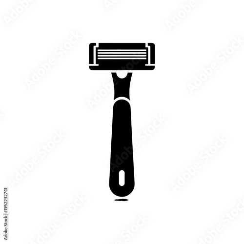A stark black representation of a modern safety razor emphasizing its form and function silhouette