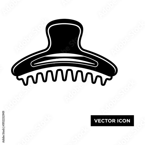 A sleek black hair claw clip is displayed against a white background a striking silhouette