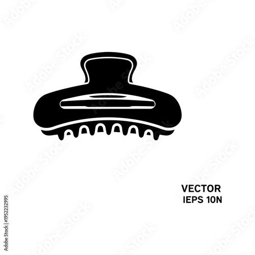 A stark black hair clip design is presented against a white background a dramatic silhouette