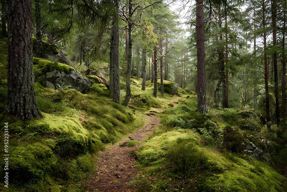 Obraz premium winding path in the forest