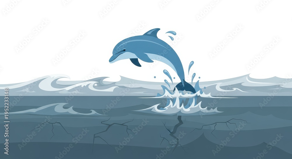 Obraz premium Marine mammal leaps dynamically above choppy ocean waves creating significant splash