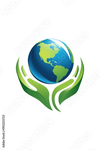 Human hands holding planet earth globe with green leaves on white background. Environmental ecology issues, save the world concept