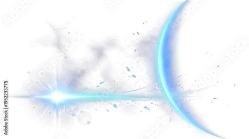 Cosmic journey abstract planet with nebula shining star and light beam against dark space background