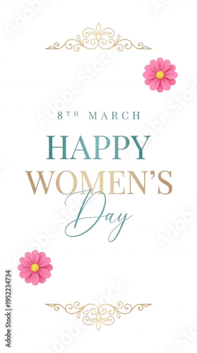 Elegant black background with floral accents for international womens day on march 8th celebration