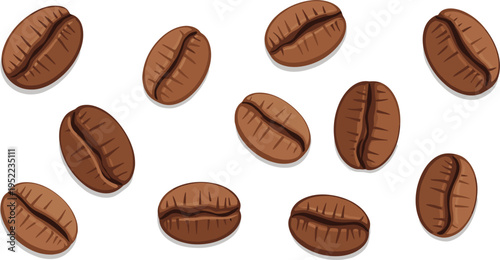 Coffee Bean Icon Set Vector Illustration with Roasted Coffee Seeds Collection for Cafe Beverage Branding Packaging and Organic Food Design
