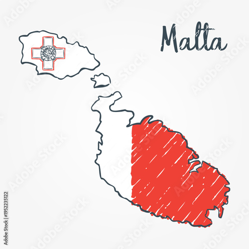 Slovenia Map Sketch - hand drawn Slovenian flag illustration