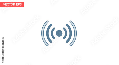 Vector illustration of a blue Wi-Fi symbol on a white background with a red VECTOR EPS label in the corner.