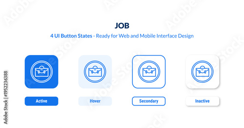 job UI button states set. Outline icon kit from human resources collection. Thin linear job, business, people editable vector. Line vector job sign for web and mobile interface
