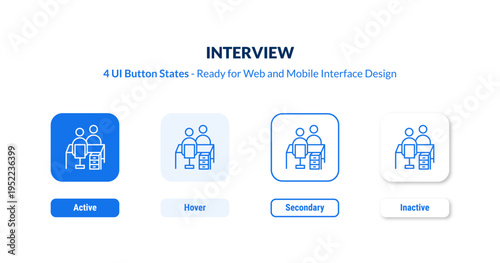 interview UI button states set. Outline icon kit from human resources collection. Thin linear interview, office, communication editable vector. Line vector interview sign for web and mobile interface