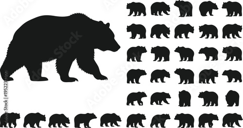 Large grizzly mammal shape grid template predator art