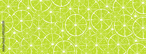 Refreshing seamless pattern with citrus orange slices of various sizes. 
