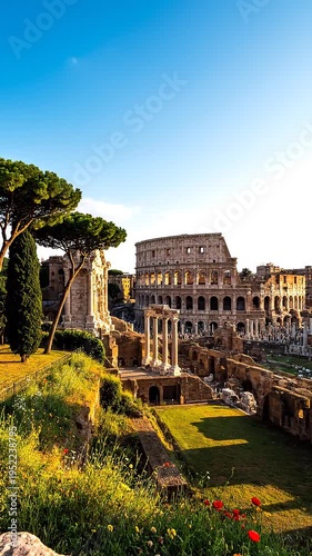Colosseum Rome Italy Ancient Architecture.