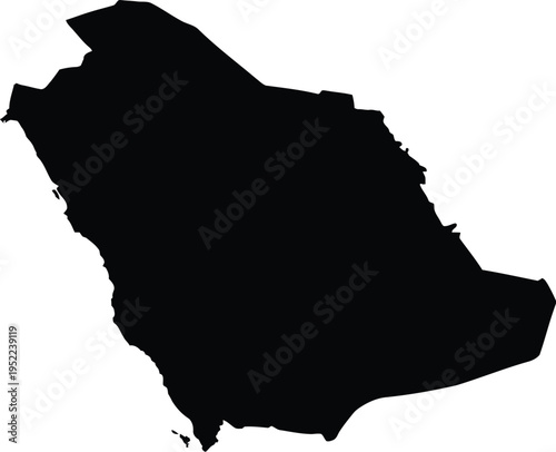 Black silhouette map of Saudi Arabia country