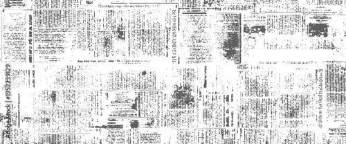 Distressed newspaper print texture with blurred columns of text and dark ink smudges