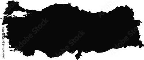 Black silhouette map of Turkey white background