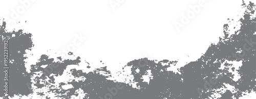 Grey and white abstract grunge texture with irregular distressed edges and rough paint splatter