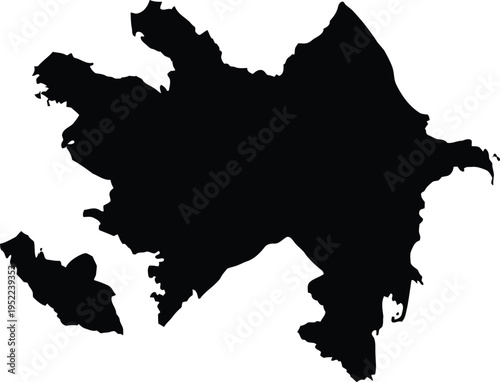 Black Silhouette Map of Region on White Background