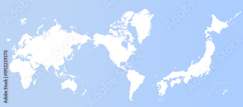 日本地図と世界地図のシルエットイラスト　グラデーション