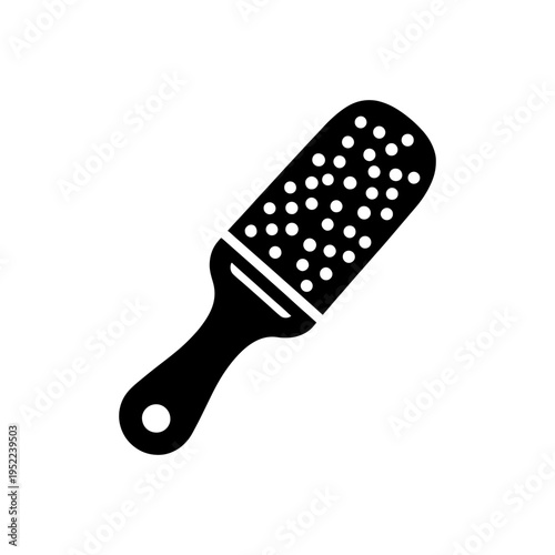 A black silhouette of a foot file with a dotted abrasive surface showing its distinct shape silhouette