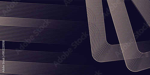 Abstract elegant black background with shiny gold geometric lines. Modern gold diagonal rounded lines pattern. Suitable for covers, posters, web, seminar, presentation