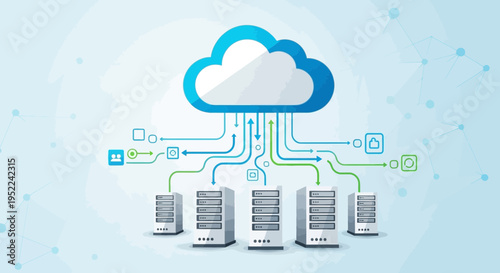 Vector illustration of cloud computing and server network