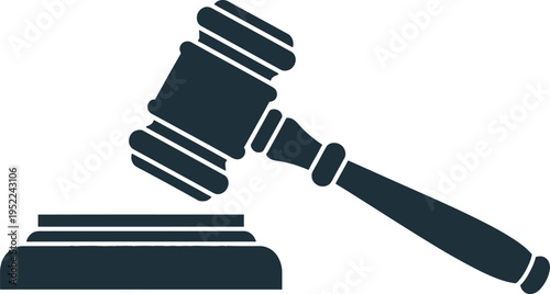 Dark silhouette of a judge's gavel and sound block, symbolizing law and justice vector