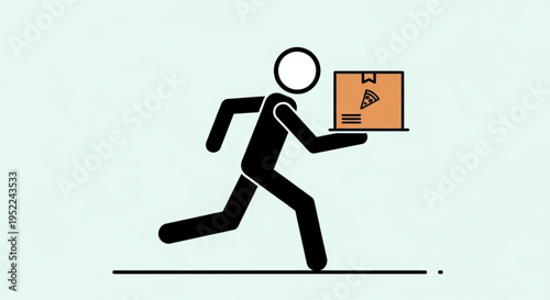 Stick figure running with a delivery box.