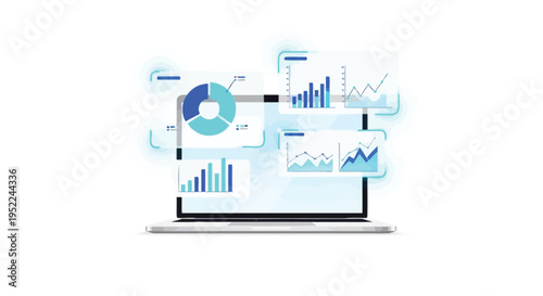 Data analysis and visualization displayed on a modern laptop screen