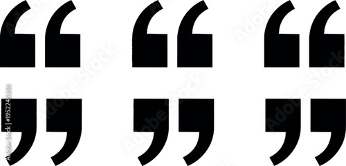 Set of 6 black quotation mark icons vector