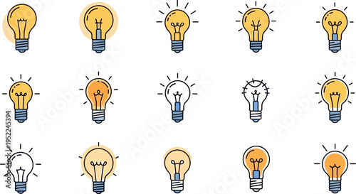 light bulb icon set, idea icon, innovation icon, creativity symbol, solution icon, brainstorming icon, creative thinking icon, idea generation, problem solving icon, startup concept icon, inspiration 