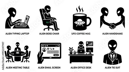 Truffle Hunting Essentials Icon Set Vector – Illustrations of Truffle Mushroom, Dog, Shovel, Basket, Oak Tree, Brush, Soil Knife, Truffle Slice for Culinary and Educational Projects