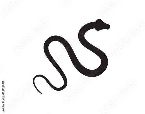 Black silhouette snake icon. Isolated snake symbol on white background. Abstract snake sign