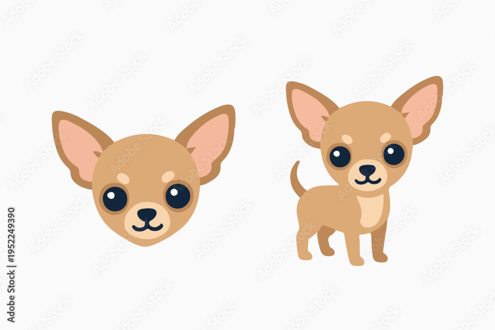 Obraz premium Cute Cartoon Dog Breeds Illustrations Set