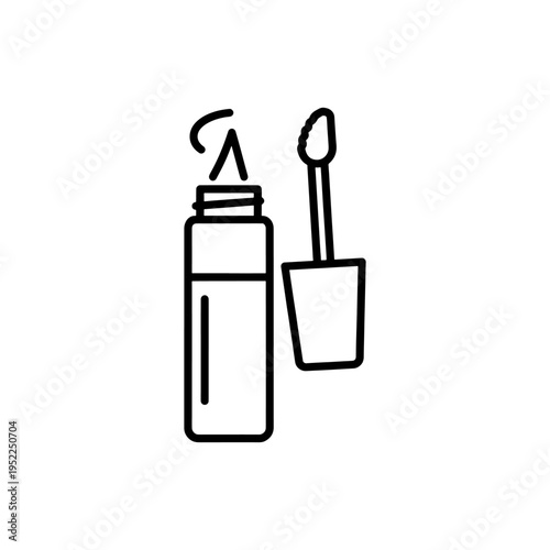 A simple black outline depicts a bottle of lip gloss and its applicator a bold silhouette